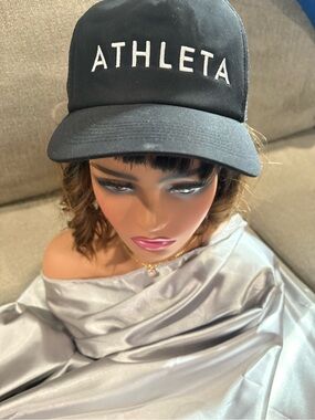 Athleta Black Cap with White Raised Logo - Women